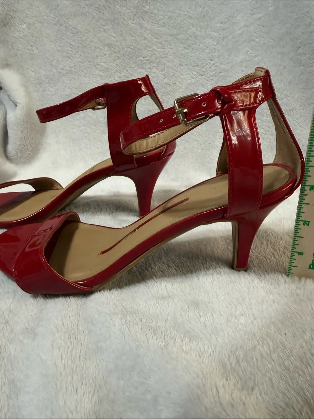 new directions Red Patent Ankle-Strap Heels